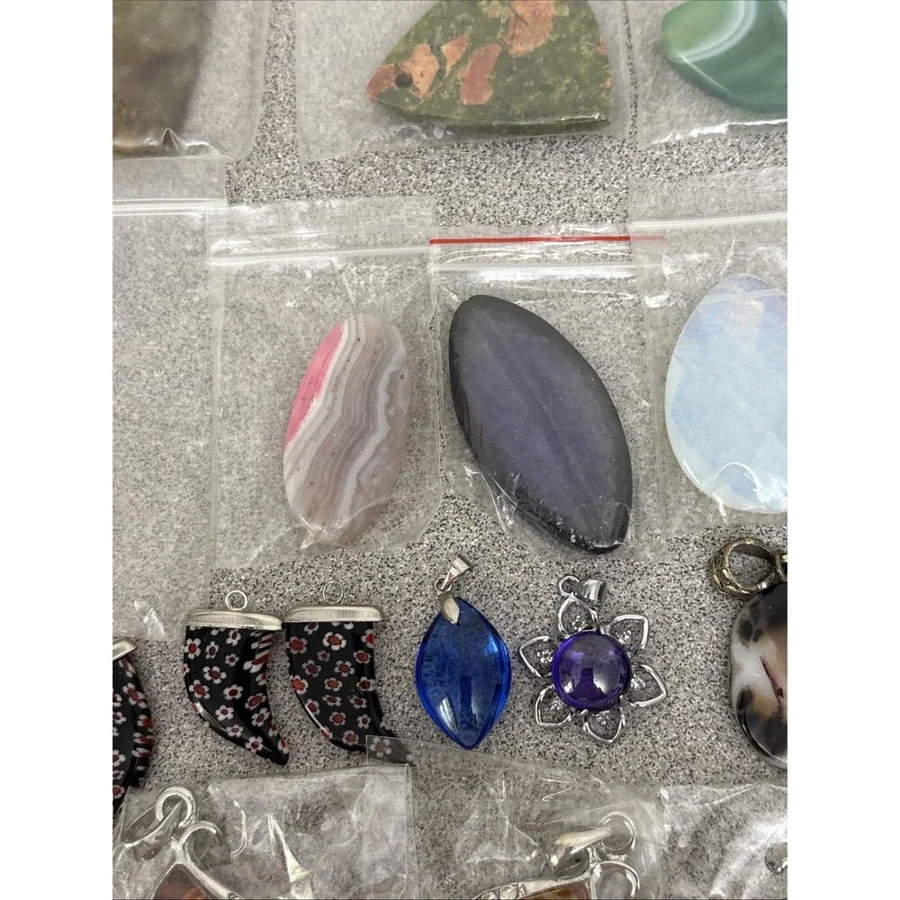 Gemstone Pendant Mixed Lot for Jewelry Making, Crystal & Stone- Set of 26